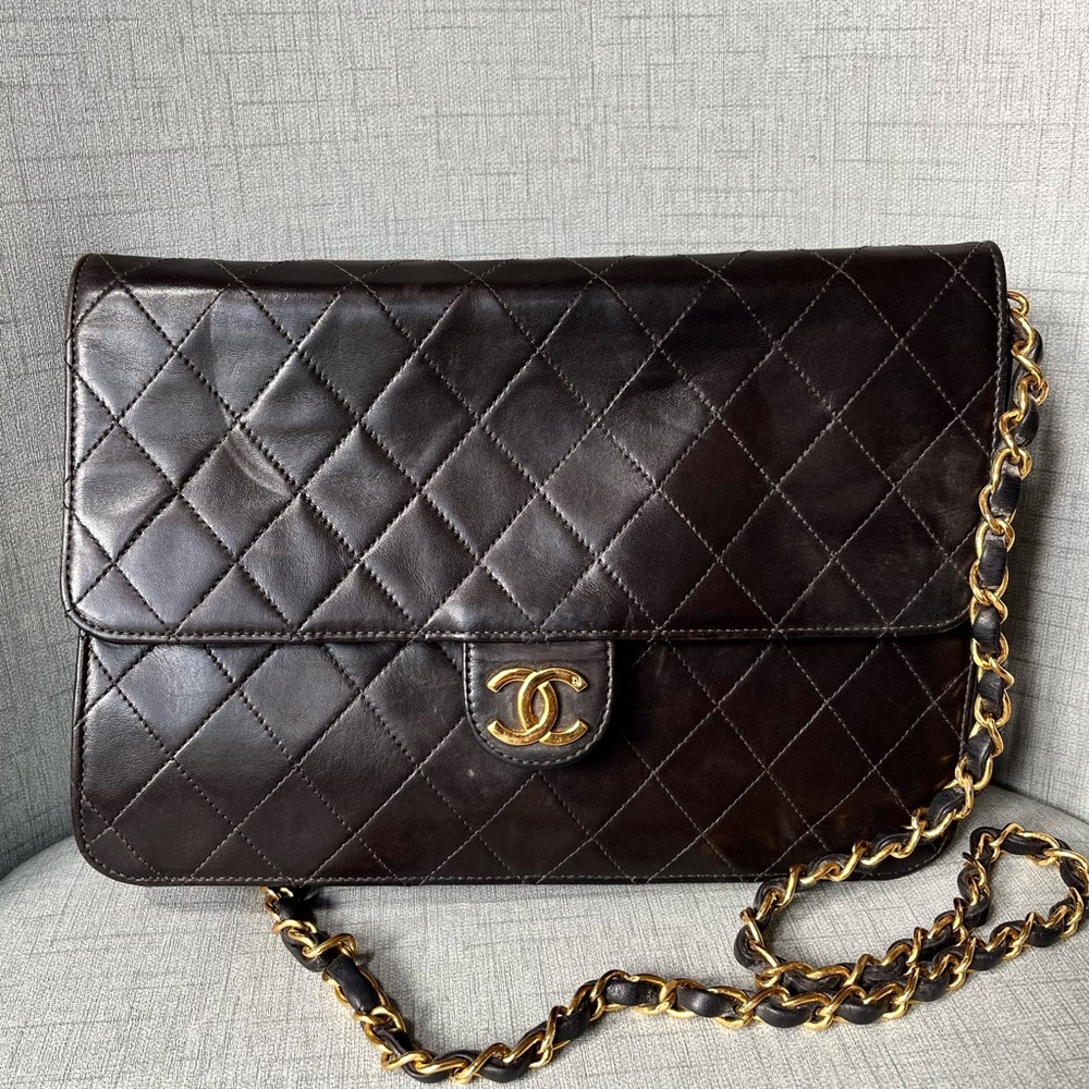 Chanel Dark Brown Quilted Leather Shoulder Bag